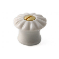 PORCELEINE KNOP "RIB" 19MM OUD-WIT (BOUT: 09.3530.00)