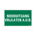 BORD NOODUITGANG VRIJLATEN A.U.B. 330X200 MM