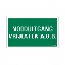 BORD NOODUITGANG VRIJLATEN A.U.B. 330X200 MM