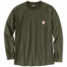 104617G73 FORCE FLEX POCKET T-SHIRT L/S BASIL HEATHER