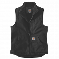 104277BLK WASHED DUCK LINED MOCK NECK VEST BLACK