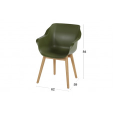SOPHIE TEAK ARMSTOEL MOSS GREEN NOG 6 SHOWMODELLEN NU MET 25% KORTING P.ST