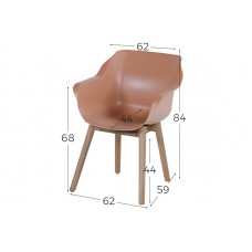 SOPHIE TEAK ARMSTOEL ITALIAN TERRA NOG 6 SHOWMODELLEN NU MET 25% KORTING P.ST