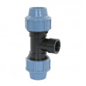 UNIDELTA SCHROEF T-STUK 90°, 16 BAR, 2X KLEM/1XBIDR, 25MMX½"