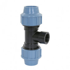 UNIDELTA SCHROEF T-STUK 90°, 16 BAR, 2X KLEM/1XBIDR, 32MMX¾"