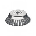CONISCHE BORSTELKOP MET 36 PREMIUM METALEN VLECHTEN VOOR BOSMAAIERS VAN 1 PK (0,7 KW) TOT MAX. 2,5 PK (1,8 KW). DIAMETER: 180 MM