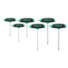 STIFTSLEUTELSET MET DWARSGREEP COMFORTGRIP TORX® 6-DELIG MET ZIJPUNT, MAT VERCHROOMD 364DSK6 COMFORTGRIP