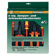 VDE SET 5 DLG. 2 TANGEN, 3 SCHROEVENDRAAIERS. 1000V WISSELSTROOM 1500V GELIJKSTROOM