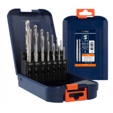 TAPPEN- EN BORENSET HSS-G, DOORL, 7+7-DLG., M3-M12 ABS