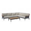 SHOWROOMVERLATER PRATO HOEKLOUNGESET ANTRACIET/CREME/TEAK