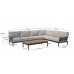 SHOWROOMVERLATER PRATO HOEKLOUNGESET ANTRACIET/CREME/TEAK