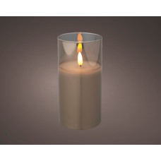LED KAARS GLAS BO BINNENSMOKEYGREY/WARM WHITE DIA7.5CM H.15CM