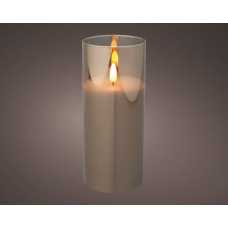LED KAARS GLAS BO BINNENSMOKEYGREY/WARM WHITE DIA7.5CM H.17.5CM