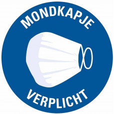 STICKER MONDKAPJE VERPLICHT (MET TEKST NL) 150 MM ROND