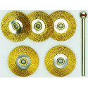 SCHIJFBORSTELS MESSING ø 22 MM, 5 ST. + HOUDER