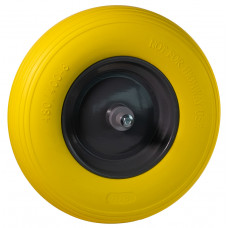 WIEL 400X8 GEEL SOFTWIEL METAAL KOGELLAGERSS 13 CM AS (VERNIEUWD ART. VOOR CW123/CW128)