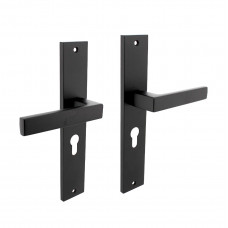 DEURKRUK HERA OP SCHILD RECHTHOEKIG 245X45MM PROFIELCILINDERGAT 55MM ZWART