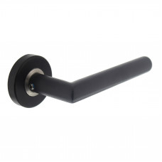 DEURKRUK JOURE OP RONDE ROZET RING VEER RVS ZWART