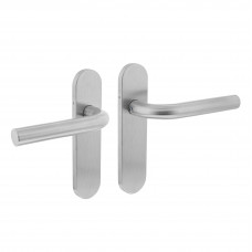 DEURKRUK RECHT BASIC OP SCHILD VERDEKT OVAAL 170X40MM BLIND RVS