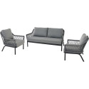 2.SIENA GARDEN SOFALOUNGE CHESTER 2 LOUNGESTOELEN 1 LOUNGEBANK ROPE