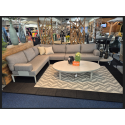 SHOWROOMVERLATER LOUNGE HOEK CALDARO MAT ZIJDE GRIJS/TAUPE BRUIN