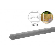 BETONPAAL GLAD MET DIAMANTKOP 10 X 10 X 190 CM, GRIJS ONGECOAT, TUSSENPAAL T.B.V. SCHERM 90 CM HOOG.