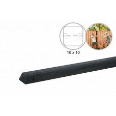 BETONPAAL GLAD MET DIAMANTKOP 10 X 10 X 190 CM, ANTRACIET ONGECOAT, TUSSENPAAL T.B.V. SCHERM 90 CM HOOG.