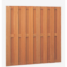 HARDHOUTEN GESCHAAFD PLANKENSCHERM 18-PLANKS 14 MM, RECHT VERTICAAL/HORIZONTAAL 180 X 180 CM.