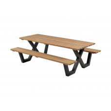 PICKNICKTAFEL HARDHOUT, METALEN FRAME 230 X 160CM.