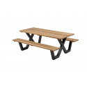 PICKNICKTAFEL HARDHOUT, METALEN FRAME 200 X 160CM.
