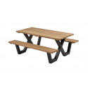PICKNICKTAFEL HARDHOUT, METALEN FRAME 180 X 160CM.