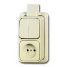 ABB BUSCH-JAEGER AP WANDCONTACTDOOS, OPBOUW, SCHROEF, IP20, CREMEWIT RAL1013