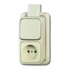 ABB BUSCH-JAEGER AP WANDCONTACTDOOS, OPBOUW, SCHROEF, IP20, CREMEWIT RAL1013
