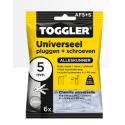 TOGGLER ALLIGATOR UNIVERSEELPLUG MET FLENS AF5 + SCHROEF; 6 STUKS TOGGLER ALLIGATOR UNIVERSEELPLUG MET FLENS AF5 + SCHROEF; 6 STUKS