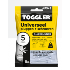 TOGGLER ALLIGATOR UNIVERSEELPLUG MET FLENS AF5 + SCHROEF; 6 STUKS TOGGLER ALLIGATOR UNIVERSEELPLUG MET FLENS AF5 + SCHROEF; 6 STUKS