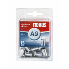 NOVUS BLINDKLINKMOER M6 X 15MM, ALU SB, 10 ST.