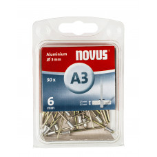 NOVUS BLINDKLINKNAGEL A3 X 6MM, ALU SB, 30 ST.