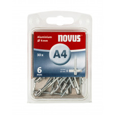 NOVUS BLINDKLINKNAGEL A4 X 6MM, ALU SB, 30 ST.