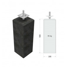 BETONPOER L 18 X 18 X 58 CM, ANTR, GECOAT, SCHROEFDRAAD M20.