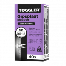 GIPSPLAAT PLUG (PAARS) 9,5-15 MM SP (DOOS 40ST.)